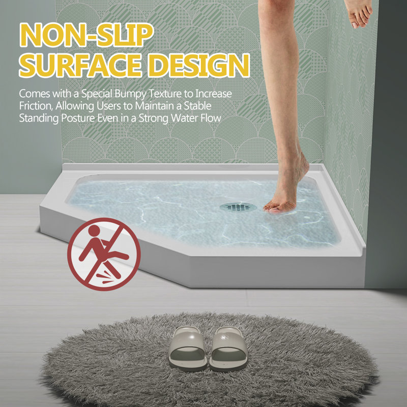36 In. D X 36 In. W X 5 1/2 In. H Center  Drain Single Threshold Shower Base