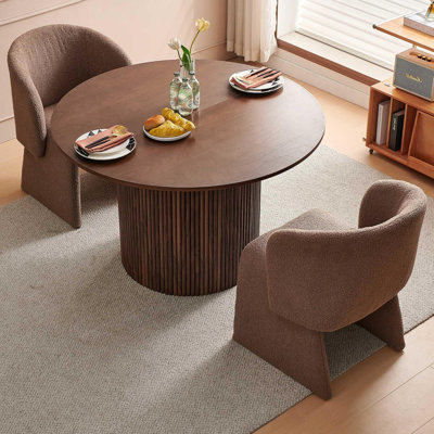 Orchid 47 Inch Walnut Color Wood Round Pedestal Dining Table