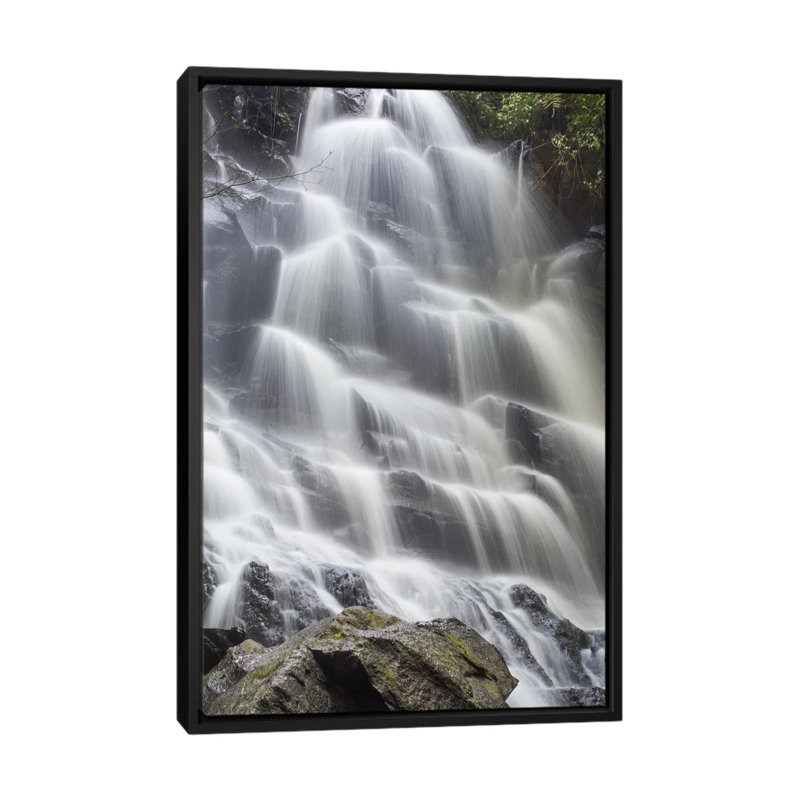 « balise kanto lampo cascade », impression sur toile, H 26 po x l 18 po x P 1,5 po, Pas de tapis, Toile avec cadre noir