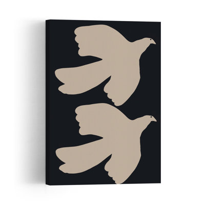 Doves In Flight Elegant Minimalist Peaceful Bird Nature Wall Art Print 1 Piece Wrapped Canvas Wall Art