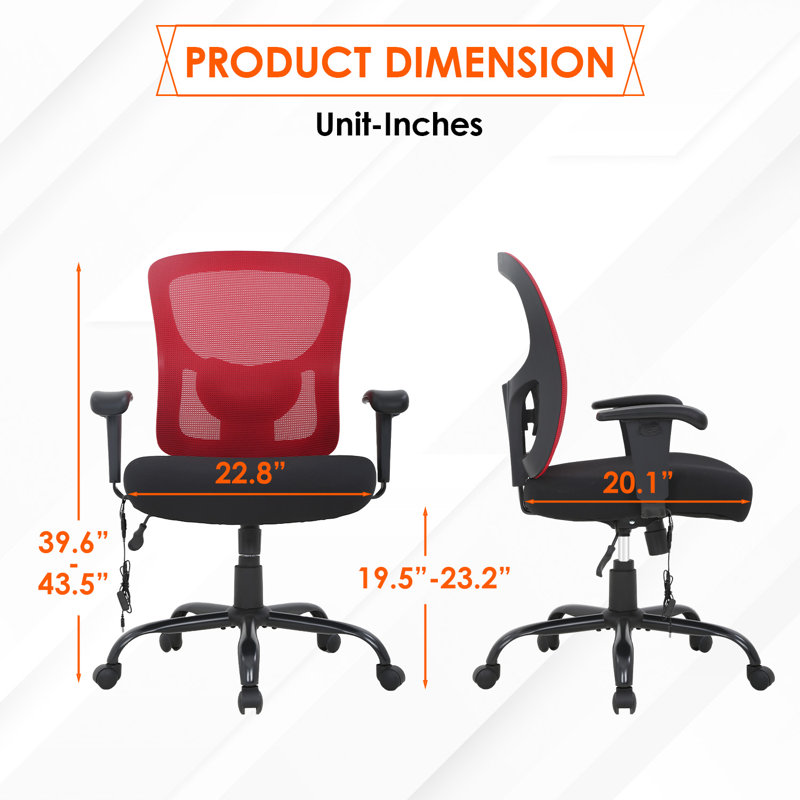 Heavy-Duty Office Chair 400Lbs Supportive Executive Task Chair Ergonomic Computer Chair Height Adjustable Desk Chair Cool Comfort & Customizable Fit Ergonomic Office Chair With Massage Breathable Mesh And Adjustable Arms For Home Office