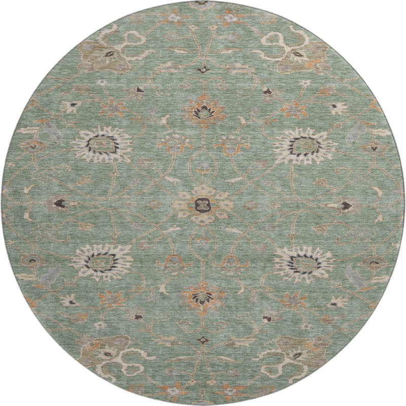 Premium Machine Washable Krause AMF1137 Global Rug, Round 8'