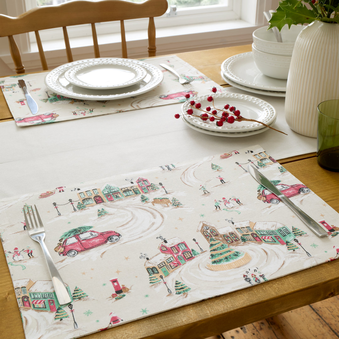 Christmas Town Cotton Dining Placemat 4 Pack