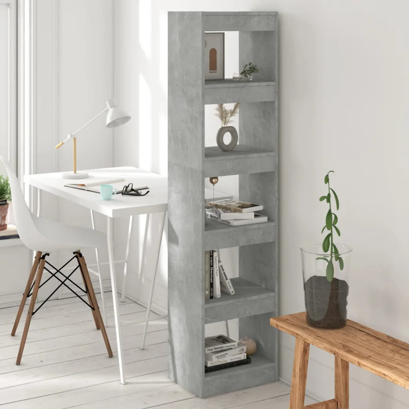 Gelt Manufactured Wood Etagere Bookcase, 166cm H x 40cm W x 30cm D, Concrete Grey