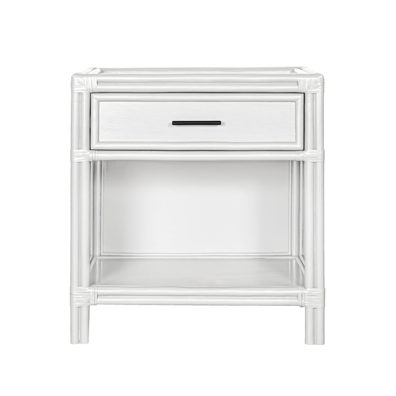 Clara Collection 1 - Drawer Rattan Nightstand, White