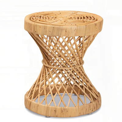 Natural Rattan End Table – Handmade Woven Design