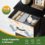 Commode de rangement verticale 4 tiroirs avec baleine bleu orange fantaisiste avec plateau en bois