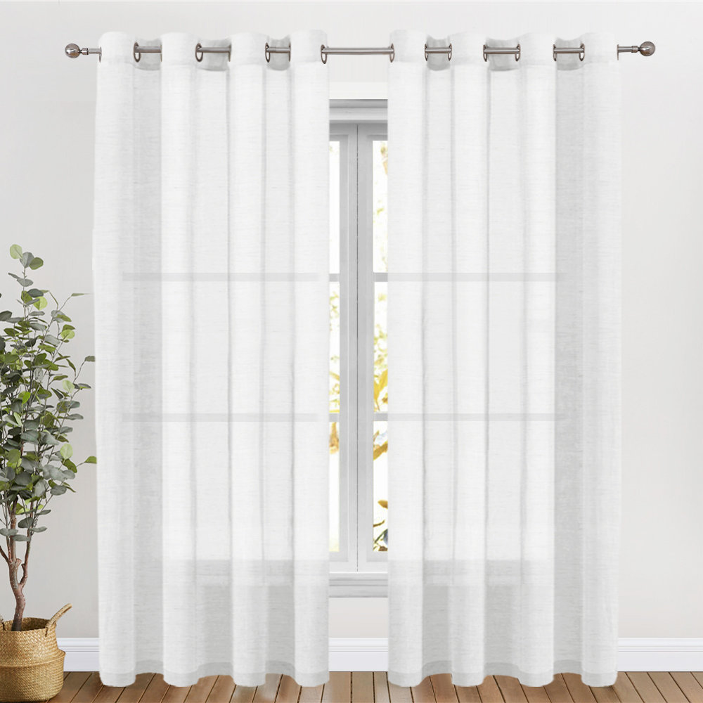 Latitude Run® Dawan Faux Linen Solid Semi-Sheer Grommet Curtain