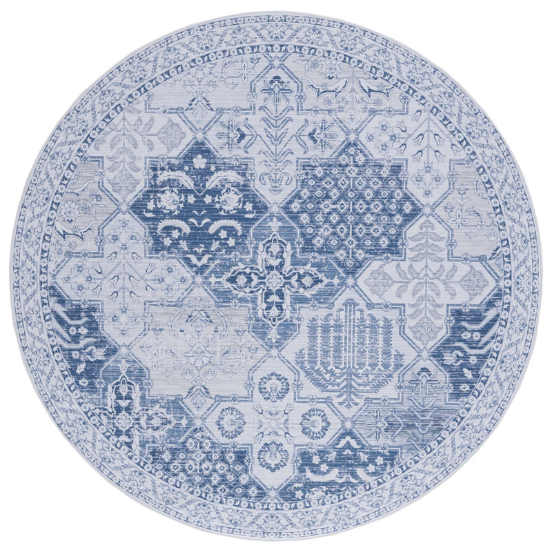 Tapis gris / bleu marine Ziebarth, Rond 6 pi