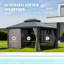 Pavillon de jardin en aluminium galvanisé en acier avec double toit gris foncé-90652763