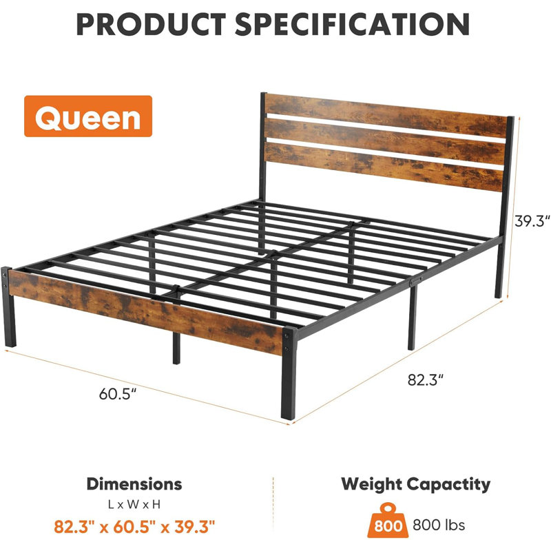 Structure de lit avec tête de lit, lit plateforme tapissier sans sommier tapissier, Grand lit
