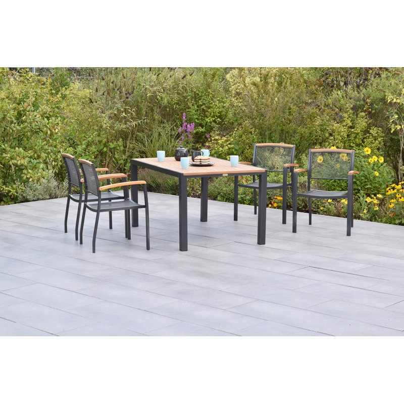 Tilos 4 - Person Solid Wood Patio Dining Set Rectangular Table