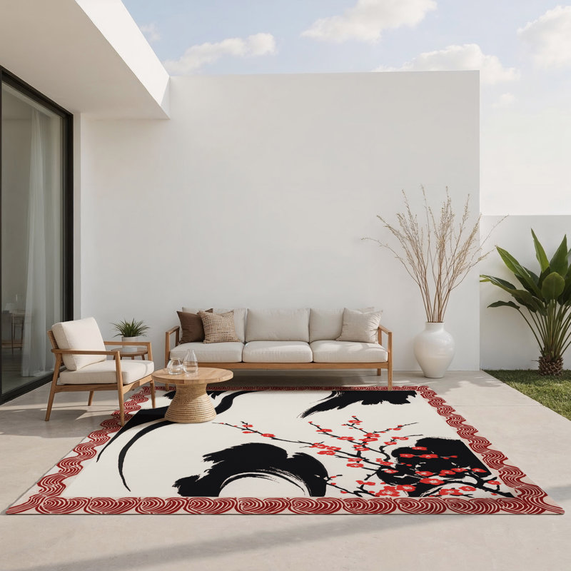 Tapis intérieur et extérieur Crimson Petal, Rectangulaire 8 pi x 10 pi