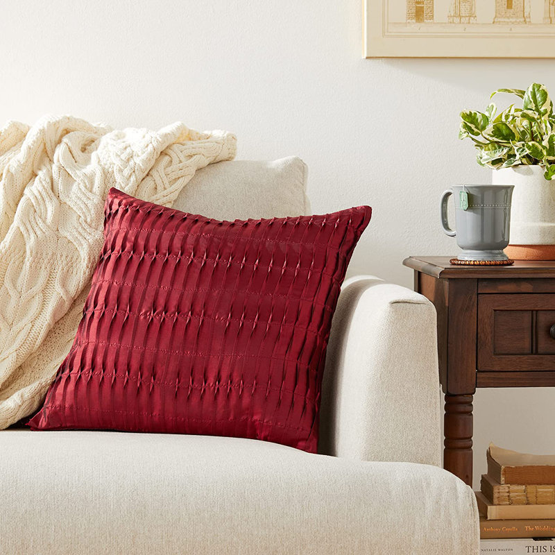  Silky Pleated Throw Pillow, Burgundy