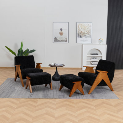 Betty Solid Wood Cushioned Leisure Chair Set (Set Of 2)
