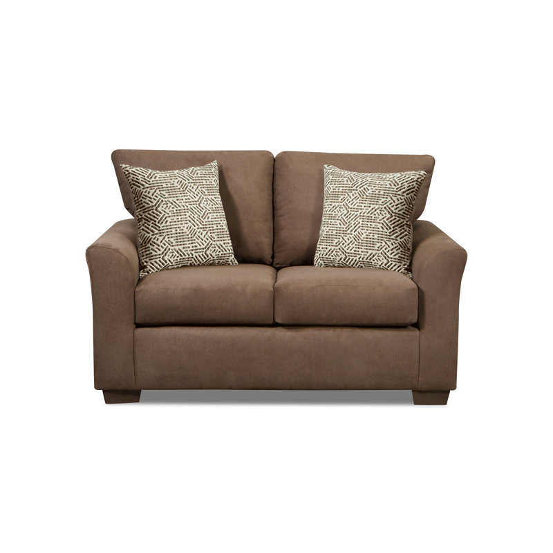 Elinar Upholstered Sofa, 2, Brown Microfiber/Microsuede, Blue/Gray/White