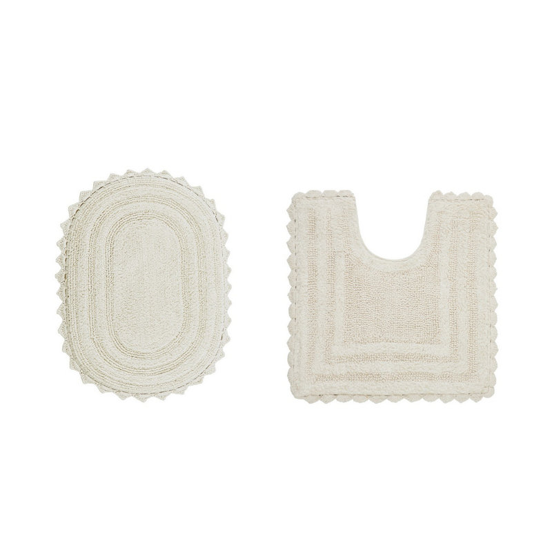 Tapis de salle de bain Janek, Ivoire ivoire, 2 pièces (ovale 17 po x 24 po | 20 po x 20 po)