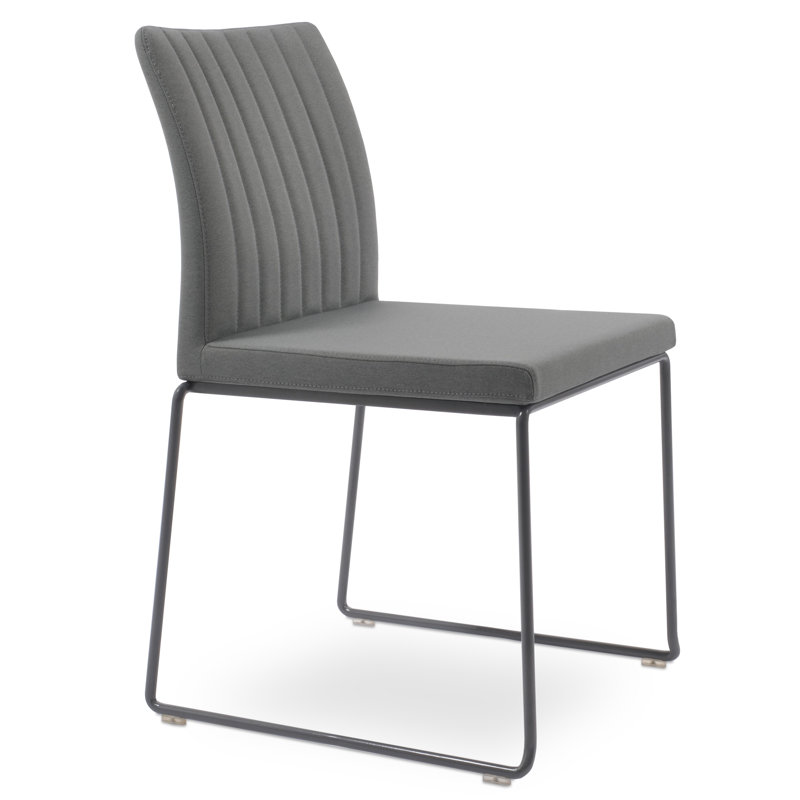 Chaise de salle à manger Zeyno, Noir, Laine argentée