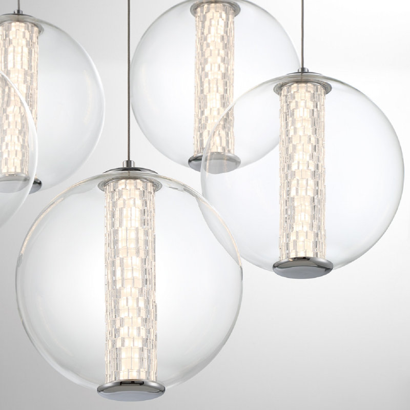 Atomo 5 Light Pendant in, Clear, Chrome