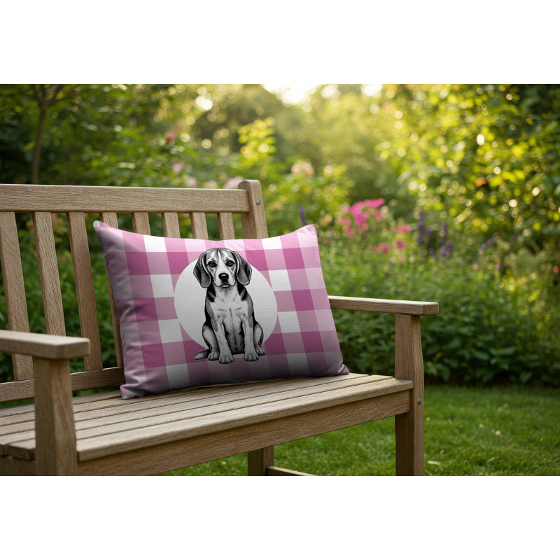 Oreiller réversible intérieur / extérieur Beagle Dog, 25 x 18, Magenta