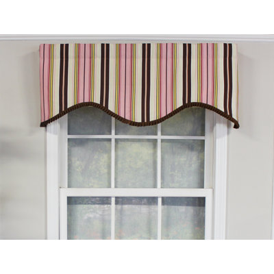 Cotton Blend Striped Scalloped Window Valance