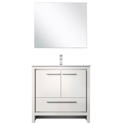 36" X 20" Bath Vanity In White, With Cultured Marble Top, Included Faucet And 28" Mirror - Long-term Use White 36 In. W 20 D, Countertop, & 28 Scratch Resistance