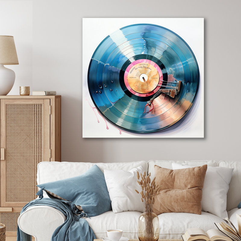 Vinyle, disques vinyle, reflets, H 24 po x l 24 po x P 1 po, Toile tendue