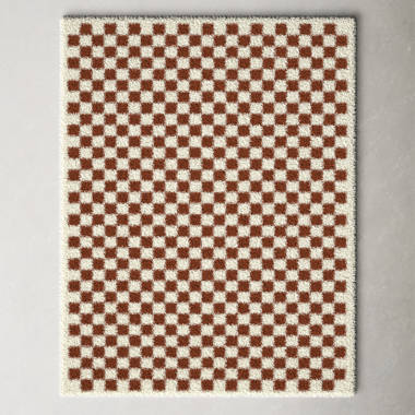 Dannyell Rectangle Checkered Machine Woven Polyester Area Rug in Light Gray/White Latitude Run Rug Size: Rectangle 6'7 x 9