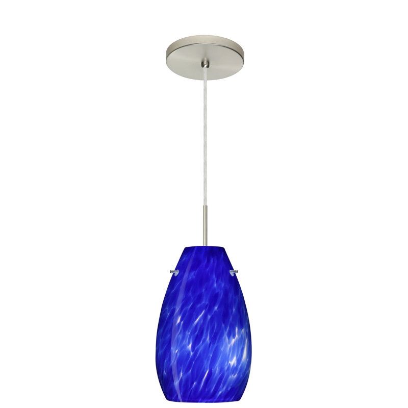 Drasner 1 - Light Single Pendant, Blue Cloud, Satin Nickel, LED