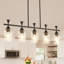 Lustre linéaire pour îlot de cuisine et salle à manger, luminaire suspendu à hauteur réglable avec abat-jour en verre transparent, compatible avec les ampoules E26-2030702060-2030702067-2030702064