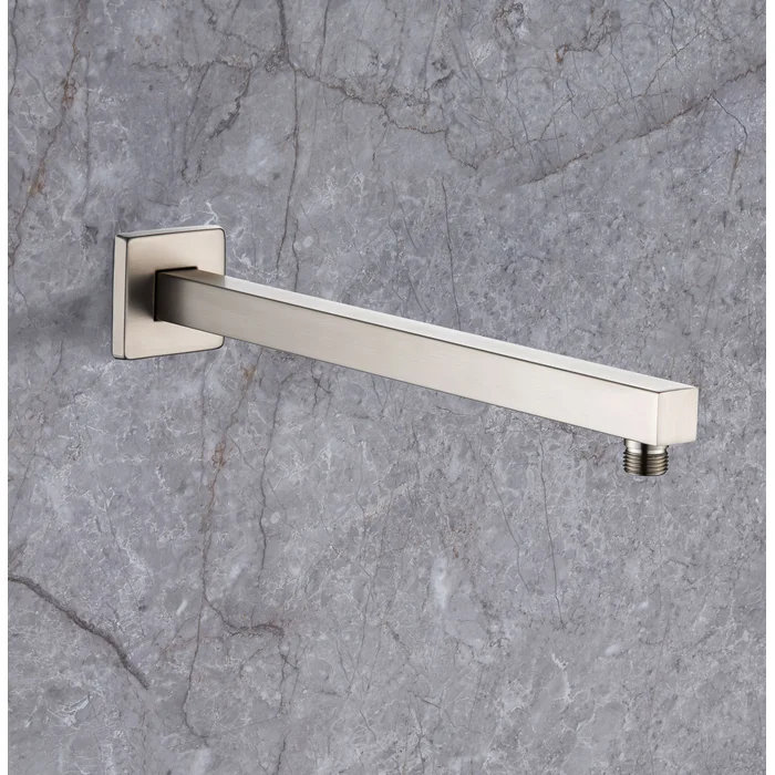 Bras de douche carré 600 mm avec bride 600 mm, Nickel brossé