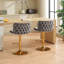 Tabourets de bar pivotants rembourrés en velours Classic avec hauteur réglable, base plaquée or et dossier capitonné, ensemble de 2 pour pub et îlot de cuisine-400996145