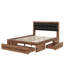 Lit plateforme grand en bois avec tête de lit tapissier et 4 tiroirs Dazaria