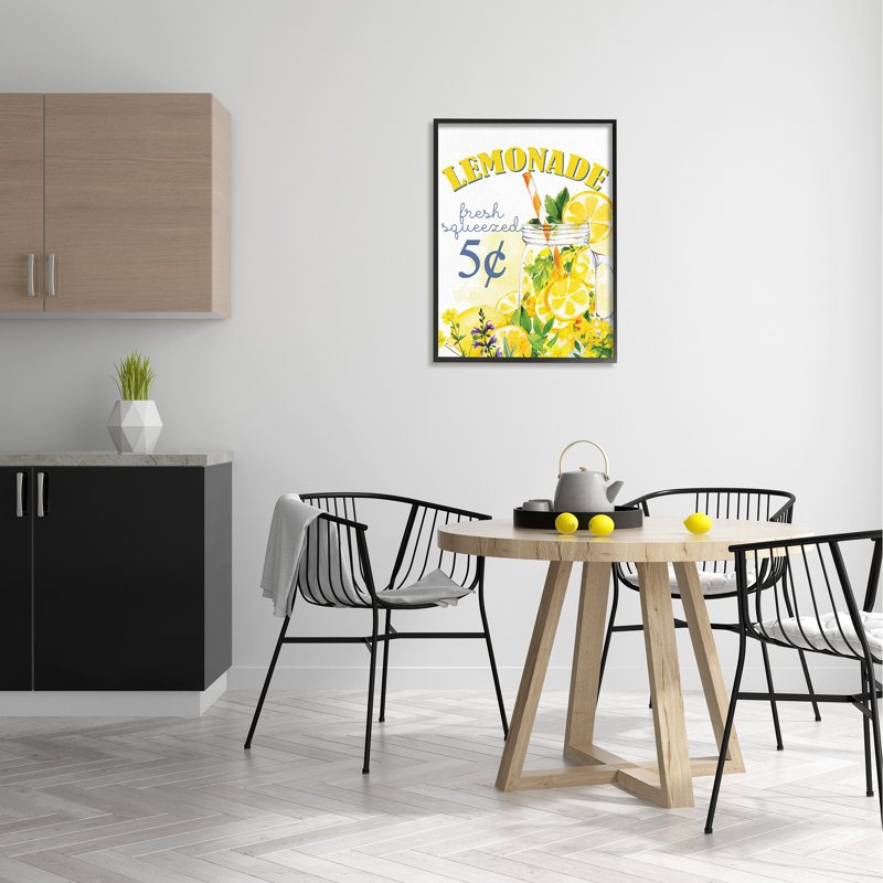 Pot de fruits frais pressé de limonade d'été, H 24 po x l 30 po, Giclée encadrée noir minuit