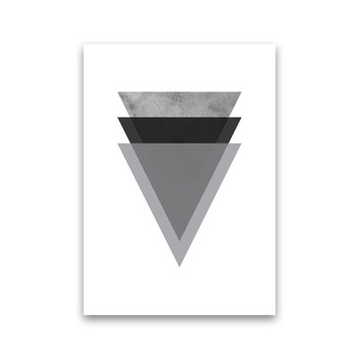 Geometric Grey And Black Triangles - Print