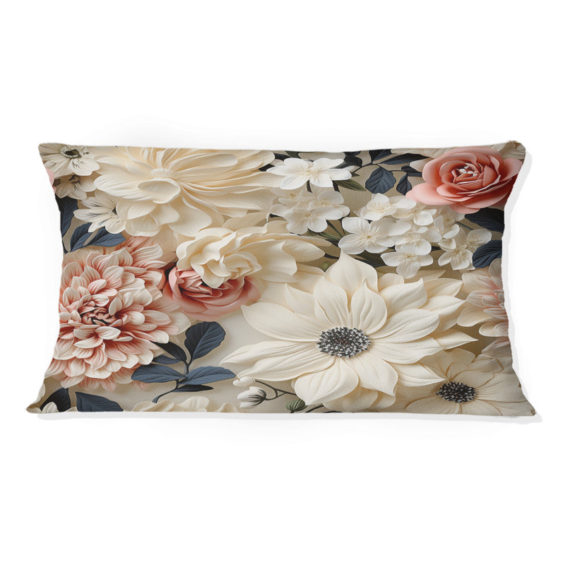 Cream Delicate Poppies Flowers III - Floral Printed Pillow