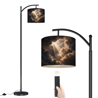 Arc Floor Lamp Dramatic Dark Clouds Sun Rays Floor Lamps with Remote LED Lights Adjustable Lamp Shades Tall Standing Lamps for Reading Office Living Room