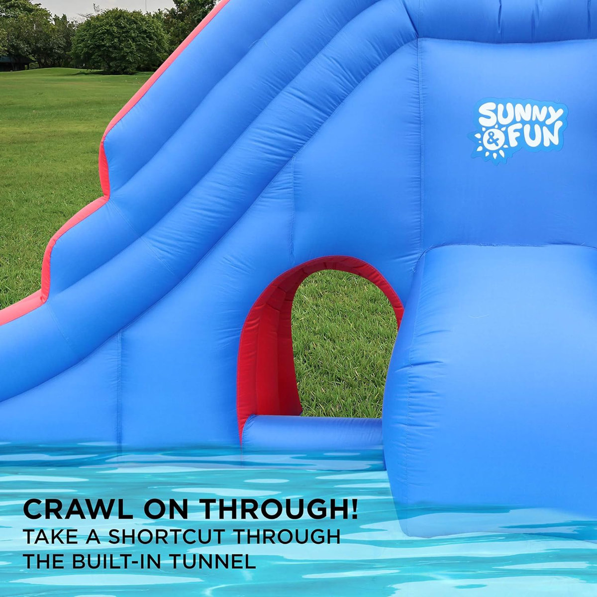 Sunny & Fun Deluxe 12.46' x 17.05' Inflatable Water Slide with Air ...