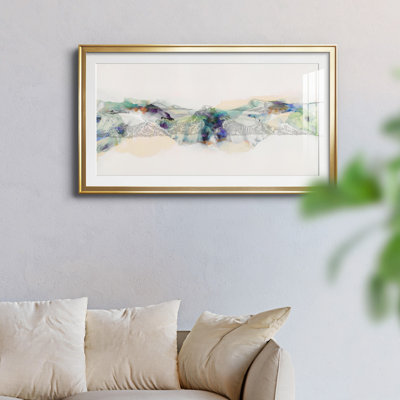 Chaîne de montagnes abstraites - reproduction encadrée de qualité supérieure - prête à être accrochée
