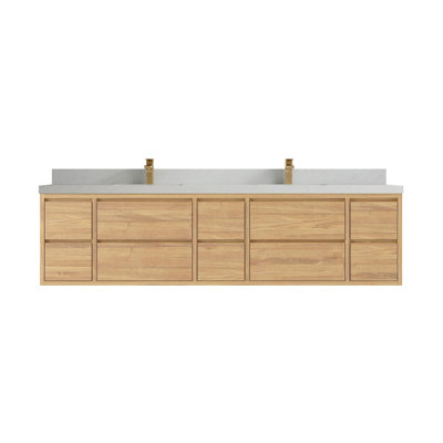 Cadge 84'' Double Bathroom Vanity with Quartz Top
