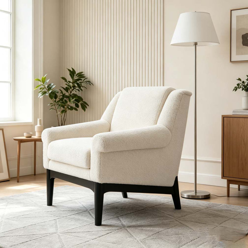Chaise d'appoint moderne avec accoudoirs évasés, Beige