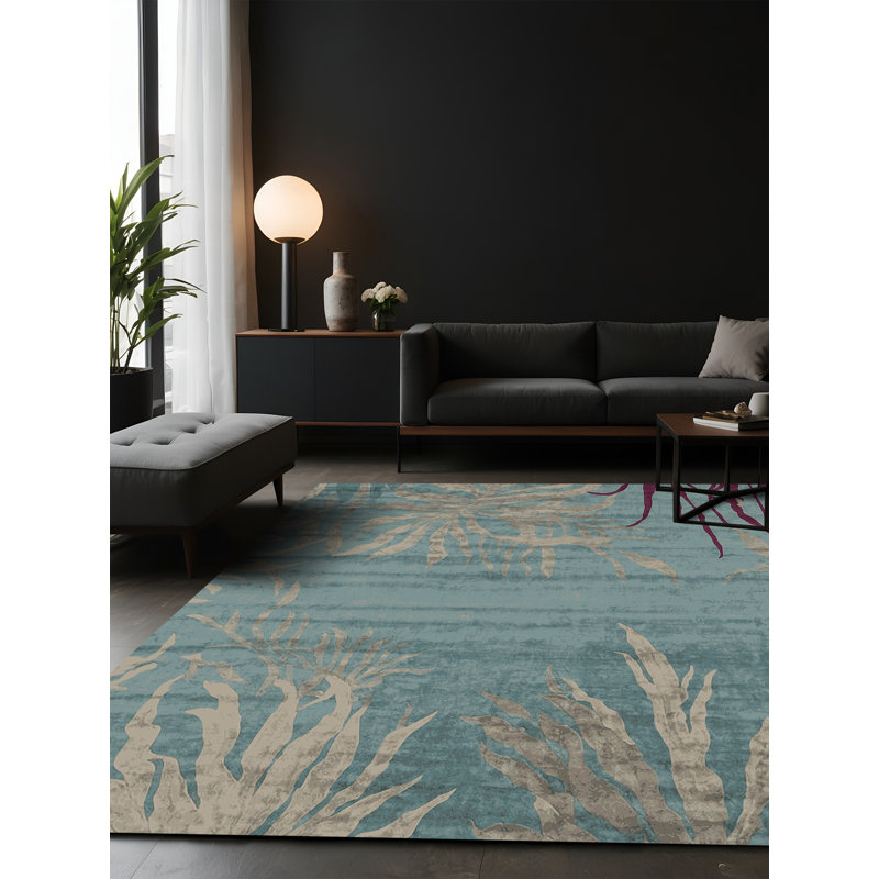 Tapis gris soyeux et moelleux, Carré 7 pi