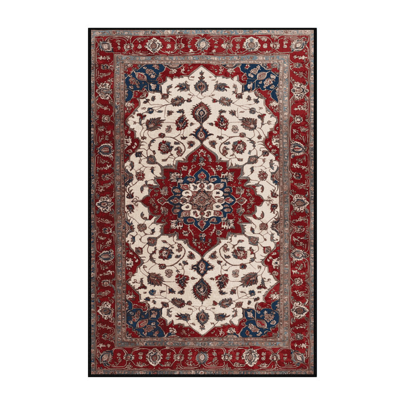 Tapis persan noir lavable à la machine, Rectangle 7 pi x 9 pi