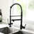 Black And Nickel Kitchen Sink Faucet With Pull Down - Ceramic Filler, Hot Cold Water, , Modern Accessory Style Single Handle, Water Options, Rust-, Contemporary Tap