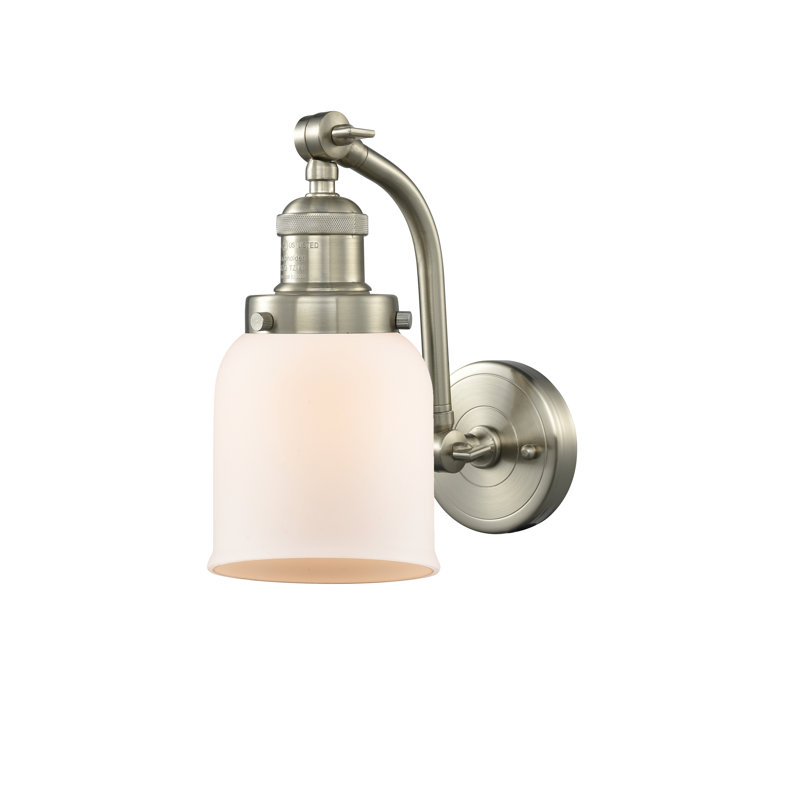 Norberto Armed Sconce, Brushed Satin Nickel, Matte White Cased, 60 Watt Vintage Incandescent Bulb