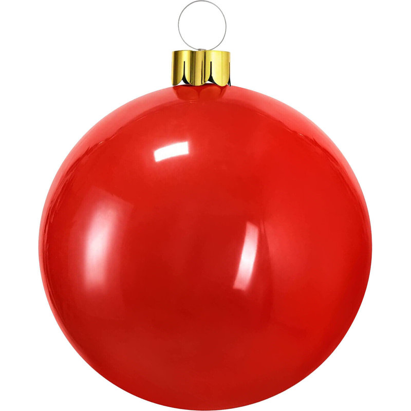 18cm Holiday Ball Ornament, Red, 18cm H x 15cm W x 10cm D