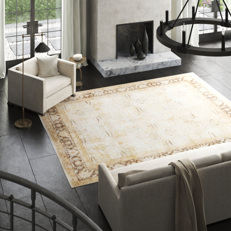 High-Quality Handwoven Rectangle Ivory/Brown Area Rug
