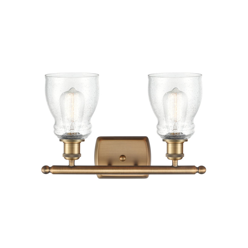 Mccarver 2 - Light Dimmable Vanity Light, Seedy, 60 Watt Vintage Incandescent Bulb, Brushed Brass