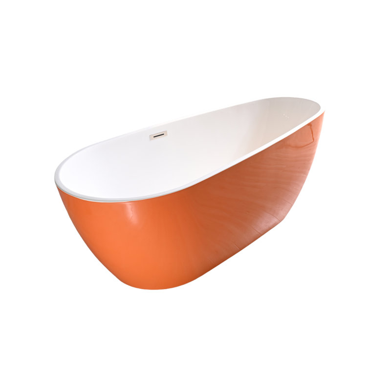 63'' x 29.5'' Freestanding Acrylic Bathtub, Orange/White