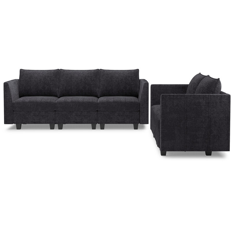Ensemble de canapés modulaires 2 pièces Aurora, Noir